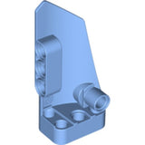Light blue LEGO Technic Panel Fairing #3 with three vertical pinholes and an angled pin connector on the base.