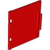 Red LEGO Duplo 3x3.5 furniture cabinet door with hinge and connection slots.