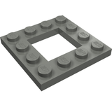 Gray LEGO Plate 64799, Modified 4x4 with 2x2 Open Center.