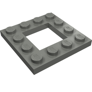 Gray LEGO Plate 64799, Modified 4x4 with 2x2 Open Center.