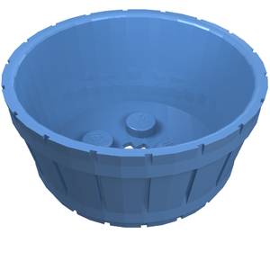 Blue LEGO 64951 Container, Barrel Half Large with Axle Hole, viewed from above showing studs inside.