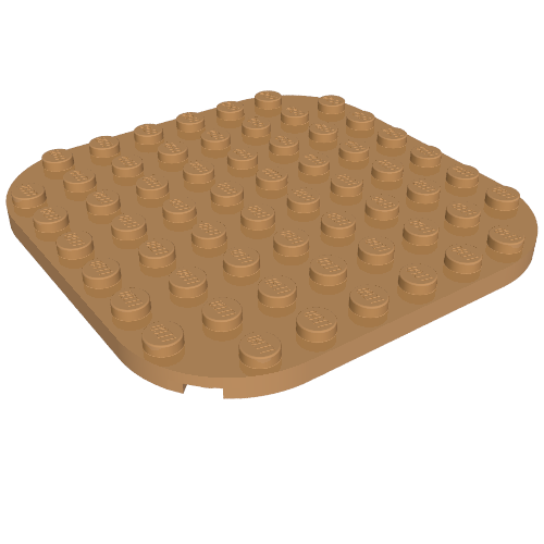 Tan LEGO 8x8 plate with rounded corners, featuring 64 studs each with the LEGO logo.