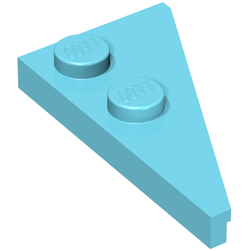 Aqua LEGO 65429 Wedge, Plate 4 x 2 Left, Pointed with two studs.