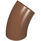 Brown LEGO 65473 Round 2x2 D. 45 degrees Elbow brick, showing internal connection points.