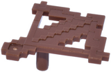 Brown pixelated LEGO Minecraft crossbow with an arrow, featuring a single stud underneath.