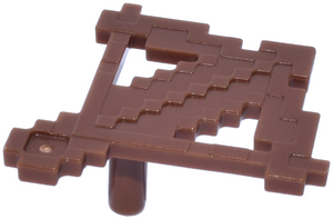 Brown pixelated LEGO Minecraft crossbow with an arrow, featuring a single stud underneath.