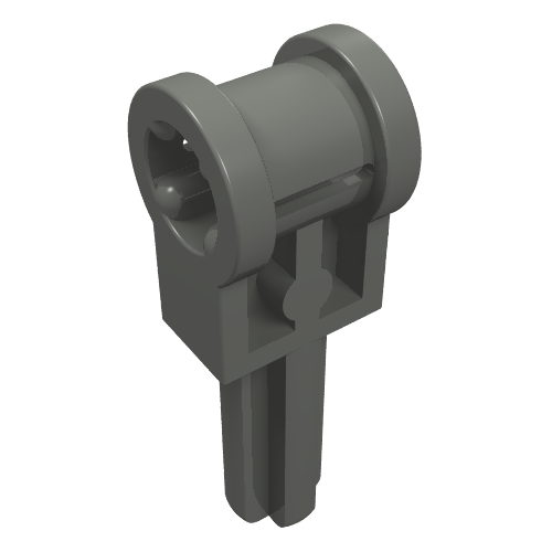 Dark gray LEGO Technic Axle 2L with Reverser Handle Axle Connector 6553, featuring a cylindrical body and lower handle.