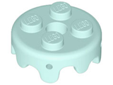 Light aqua LEGO 65700 frosting piece for 2x2 cake, round with 4 studs, wavy bottom and small pin hole.