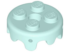 Light aqua LEGO 65700 frosting piece for 2x2 cake, round with 4 studs, wavy bottom and small pin hole.