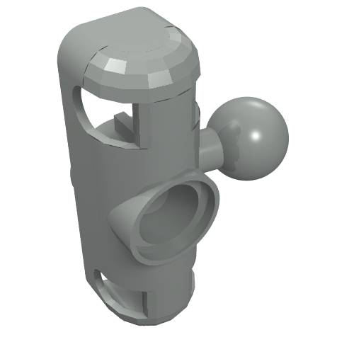 Gray LEGO Technic 6571 Steering Arm Small with Pin Hole and Tow Ball, angled view on white background.