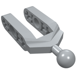 Light gray LEGO Technic 6572 Steering Knuckle Arm with Tow Ball, showing two arms with Technic holes.