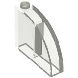 A transparent LEGO curved slope brick, 4x1x2 2/3, with one stud on top, shown from an isometric view.