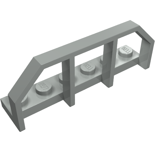 A light gray LEGO 6583 modified 1x6 plate with train wagon end or fence element, viewed from an angle.