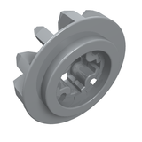 Light grey LEGO Technic Gear 12 Tooth Bevel, showing outer teeth and inner cross-axle connection.