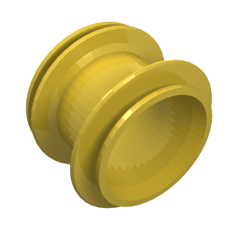 A single yellow LEGO Wheel 36.8mm D. x 26mm VR with Axle Hole (part 6595) against a white background.