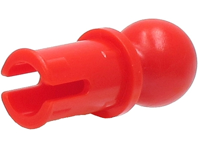 Red LEGO Technic Pin with Friction Ridges and Tow Ball with Round Pin Hole, part 6628a.