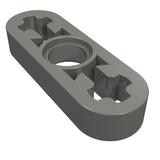 Gray LEGO Technic Liftarm Thin 1x3 with a central axle hole and two end axle cutouts, part 6632.