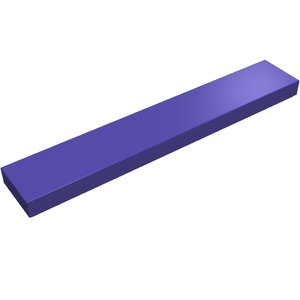 A single purple LEGO 6636 Tile 1 x 6, a long, flat, rectangular element, viewed from an angle on a white background.