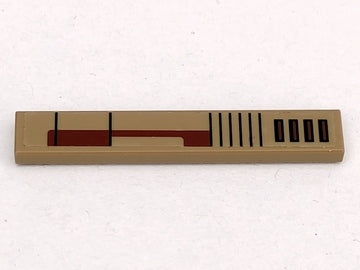 Tan LEGO 1x6 tile with black and dark brown Vulture Droid design, part of Set 7660.