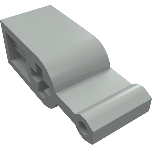 Light gray LEGO Technic Changeover Catch (part 6641) with axle holes and a curved mechanism.