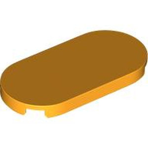 Dark orange LEGO 66857 round 2x4 oval tile, with a smooth flat top and subtle underside details.