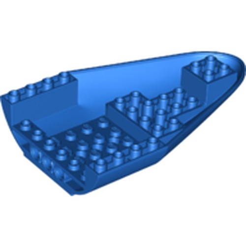 Blue LEGO 67243 Aircraft Fuselage Forward Bottom Curved 8x12 piece, showing interior studs and curved shape.