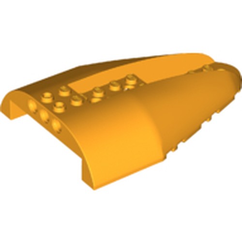 Dark orange LEGO 67245 Aircraft Fuselage Aft Section Curved Top 8 x 12 part with studs and 6 connector holes.