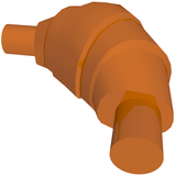 LEGO 67338 Croissant with Flat Ends, a reddish-brown curved brick piece.