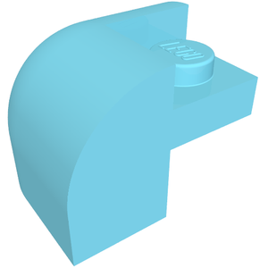 Light blue LEGO 67810 Slope, Curved 2 x 2 x 1 1/3 Corner Round with Recessed Stud.