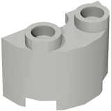 A light grey LEGO 68013 Cylinder Half 1 x 2 x 1, featuring two circular studs on its curved top surface.