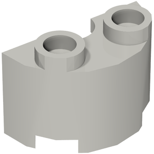 A light grey LEGO 68013 Cylinder Half 1 x 2 x 1, featuring two circular studs on its curved top surface.