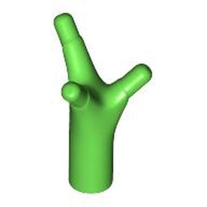 Light green LEGO plant flower stem piece with a bar connection and three short branches.