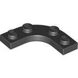Black LEGO Plate, Round Corner 3 x 3 with 2 x 2 Curved Cutout