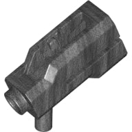 Dark gray textured LEGO minifigure weapon, a mini blaster or bazooka with a front stud and bottom handle.