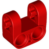 Red LEGO Technic Axle and Pin Connector Perpendicular Double Split with Reinforced Sides, part 69819.