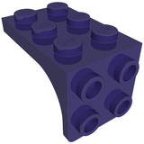 Dark purple LEGO 69906 Bracket 3 x 2 - 2 x 2 with a curved edge, studs on top, and connection holes on the side.