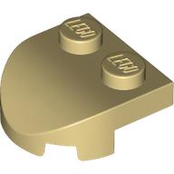 A single dark tan LEGO Brick 7037, a round 2x2 half circle extended piece with two studs on its curved top.