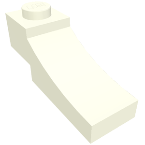 White LEGO 1x3 inverted arch brick with one stud on top, shown from an angled perspective.