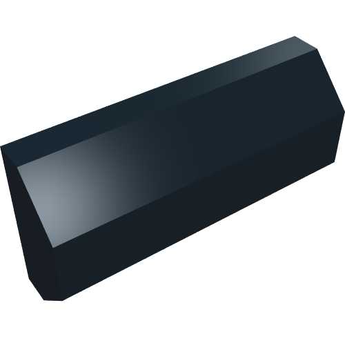 Dark blue LEGO Technic Rubber Bumper 2 x 4, an elongated hexagonal prism, isolated on a white background.