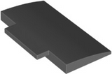 Dark grey LEGO Slope, Curved 5 x 8 x 2/3 piece, shown from an angled perspective.