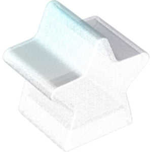 Translucent LEGO Duplo 2x2x2 1/2 Star brick, clear with a subtle blue gradient on top.