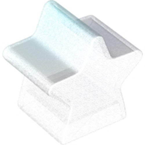 Translucent LEGO Duplo 2x2x2 1/2 Star brick, clear with a subtle blue gradient on top.