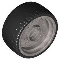 LEGO 72206pb01 wheel 24 x 12 with pin hole and molded black hard rubber tire pattern.