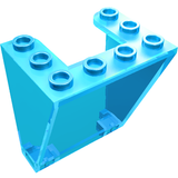 Transparent aqua LEGO 72475 inverted bracket piece with six studs on its top surface.