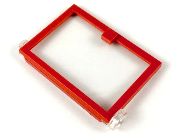Red LEGO Door 1 x 4 x 5 Left with Fixed Trans-Clear Glass part 73436c01.