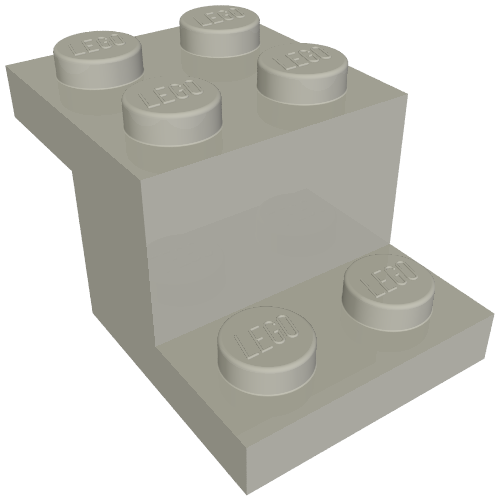 Light gray LEGO bracket part 73562, a 3x2x1 1/3 piece with a bottom stud holder.