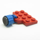 LEGO red 2x4 modified plate with train coupler, blue magnet coupling, and 6.5mm black cylinder magnet
