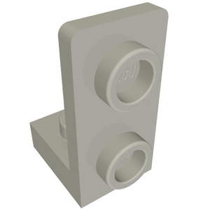 Light gray LEGO Bracket 1 x 1 - 1 x 2 Inverted, angled view showing the bottom base and vertical plate with two studs.