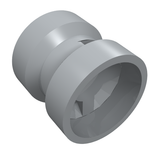 Light gray LEGO Wheel 8mm D. x 9mm for Slicks, with a notched hole for pin and reinforced back.