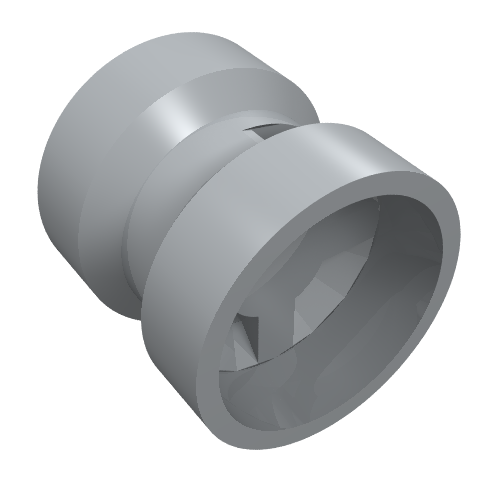 Light gray LEGO Wheel 8mm D. x 9mm for Slicks, with a notched hole for pin and reinforced back.